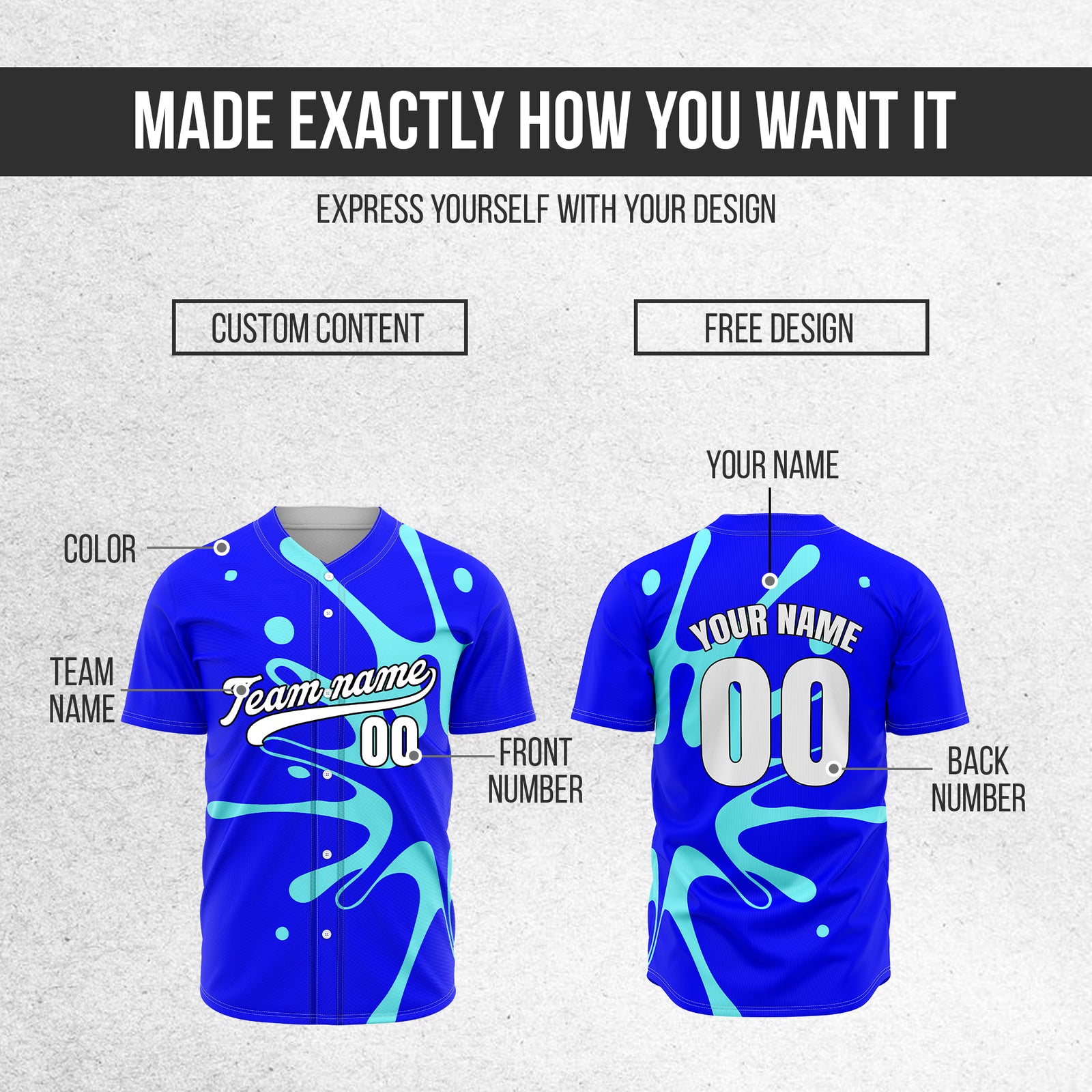 Custom Ink Surge Blue Sports Jersey Personalized Uniform with Name & Number