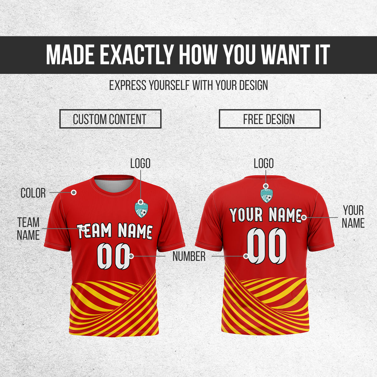 Custom WaveLine Stripe Red Soccer sport Tops Jersey