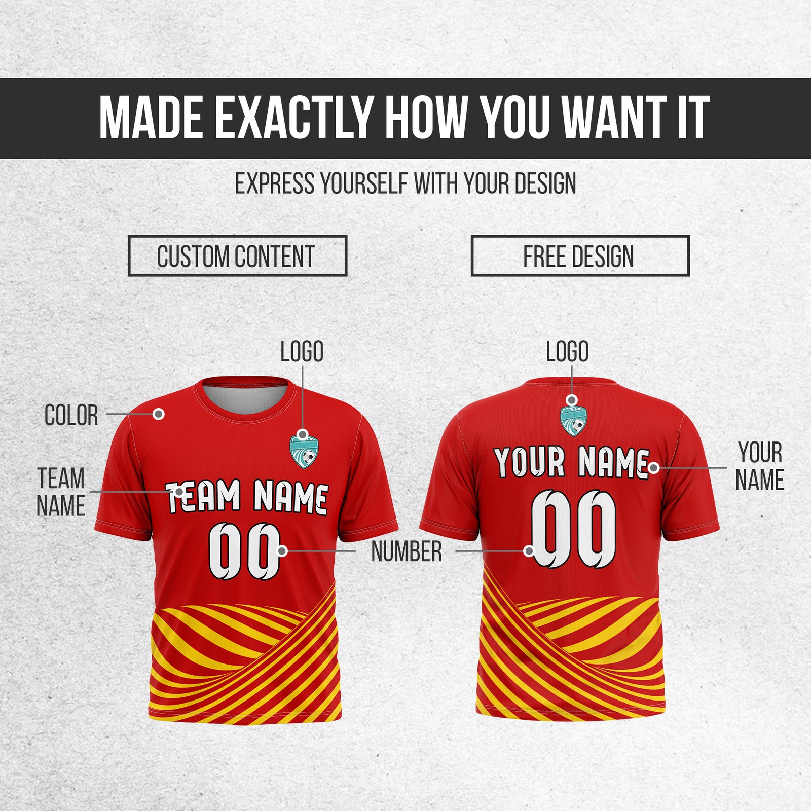 Custom WaveLine Stripe Red Soccer sport Tops Jersey