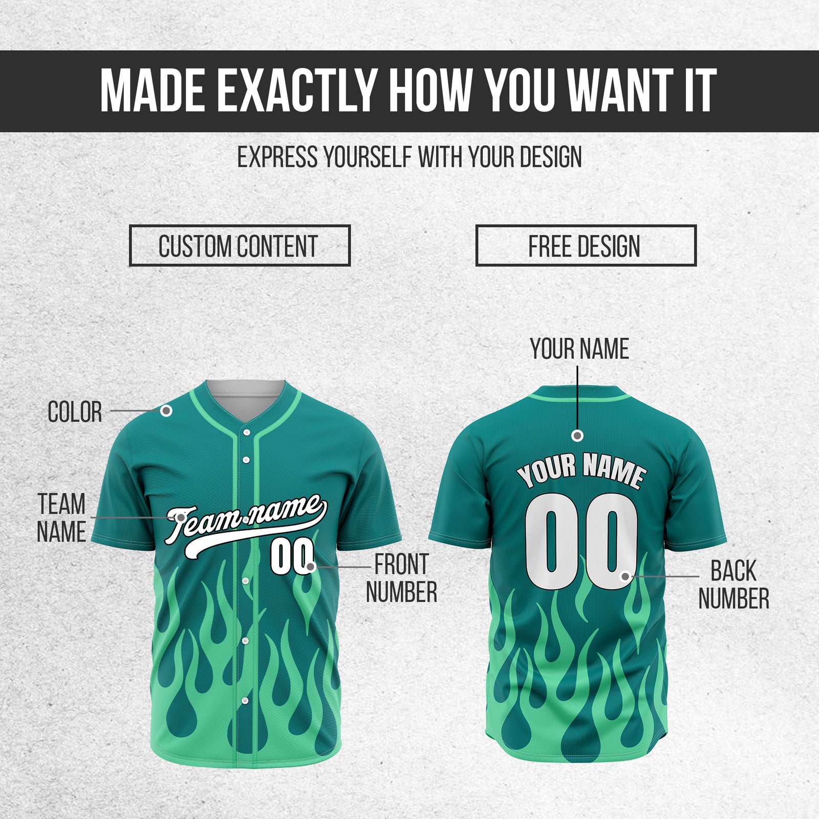 Custom Frost Fire Teal Baseball Sports Jersey Personalized Uniform with Name & Number