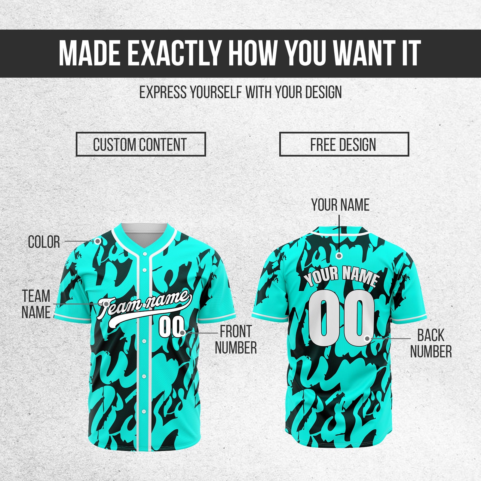 Custom Graffiti Sox Aqua Baseball Sports Jersey Personalized Uniform with Name & Number
