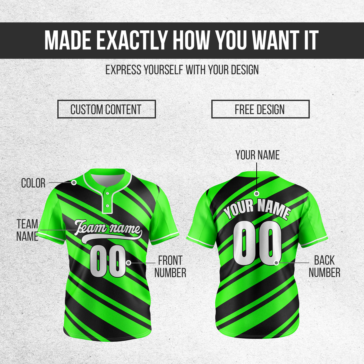 Custom Bold Flow Neon Green Baseball Sports Jersey Personalized Uniform with Name & Number