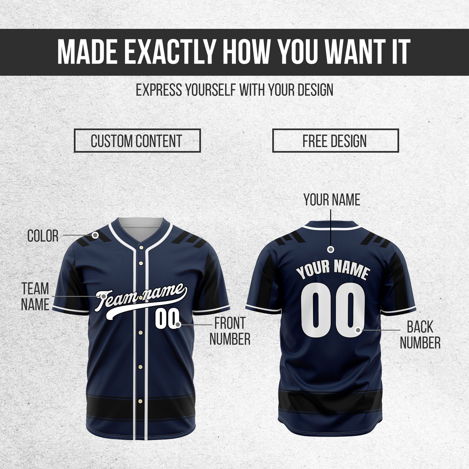 Custom Radiant Strike Navy Raglan Style Baseball Sports Jersey Personalized Uniform with Name & Number