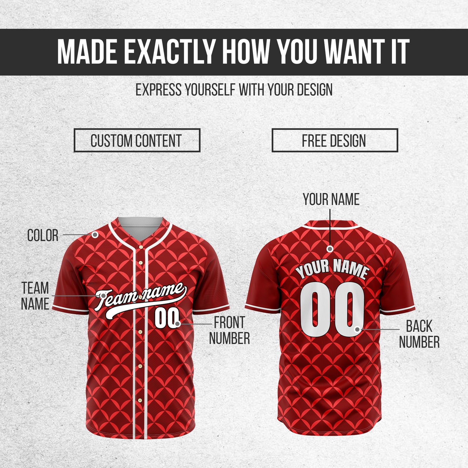 Custom Vertex Vibe Red Baseball Sports Jersey Personalized Uniform with Name & Number