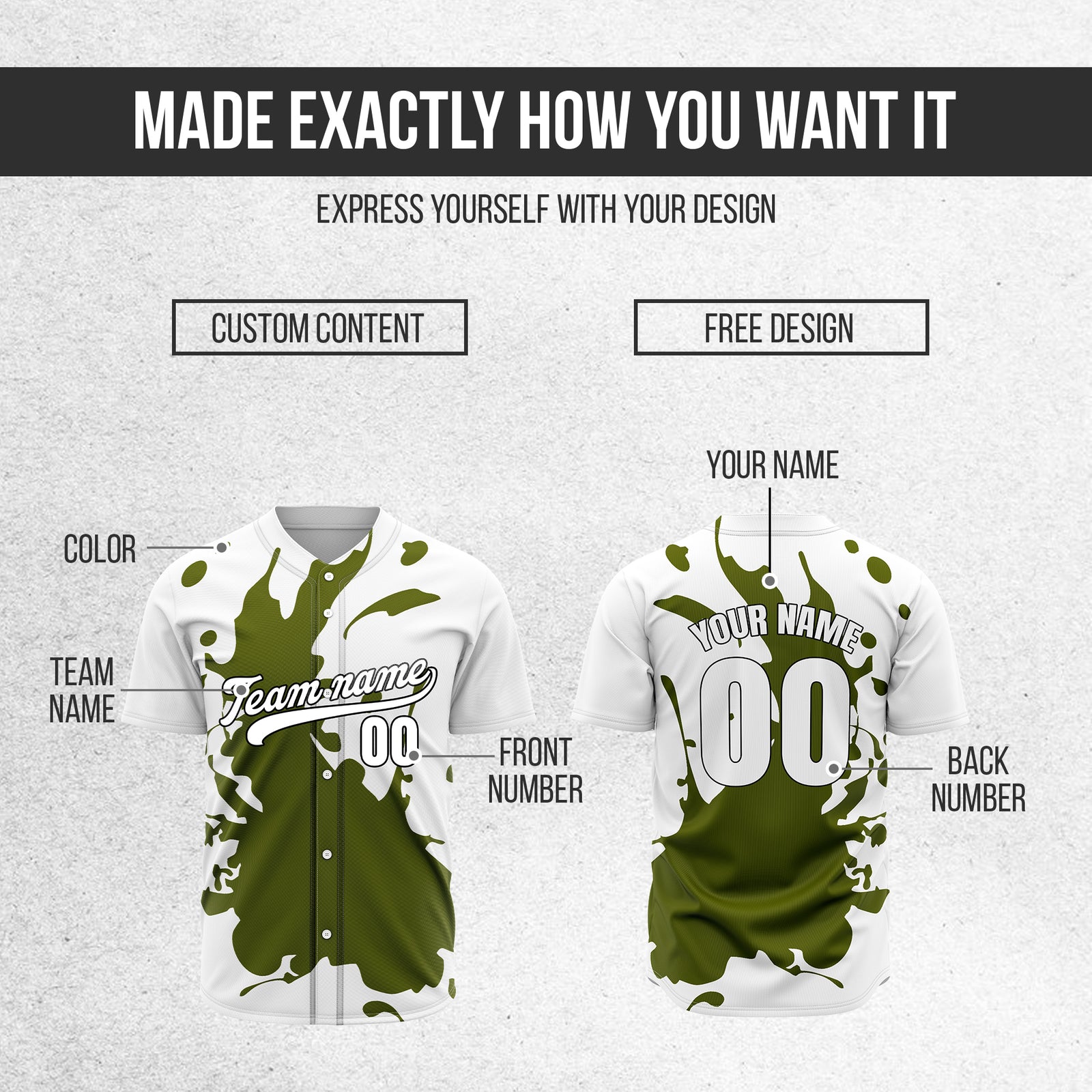 Custom Ink Splash White Baseball Sports Jersey Personalized Uniform with Name & Number
