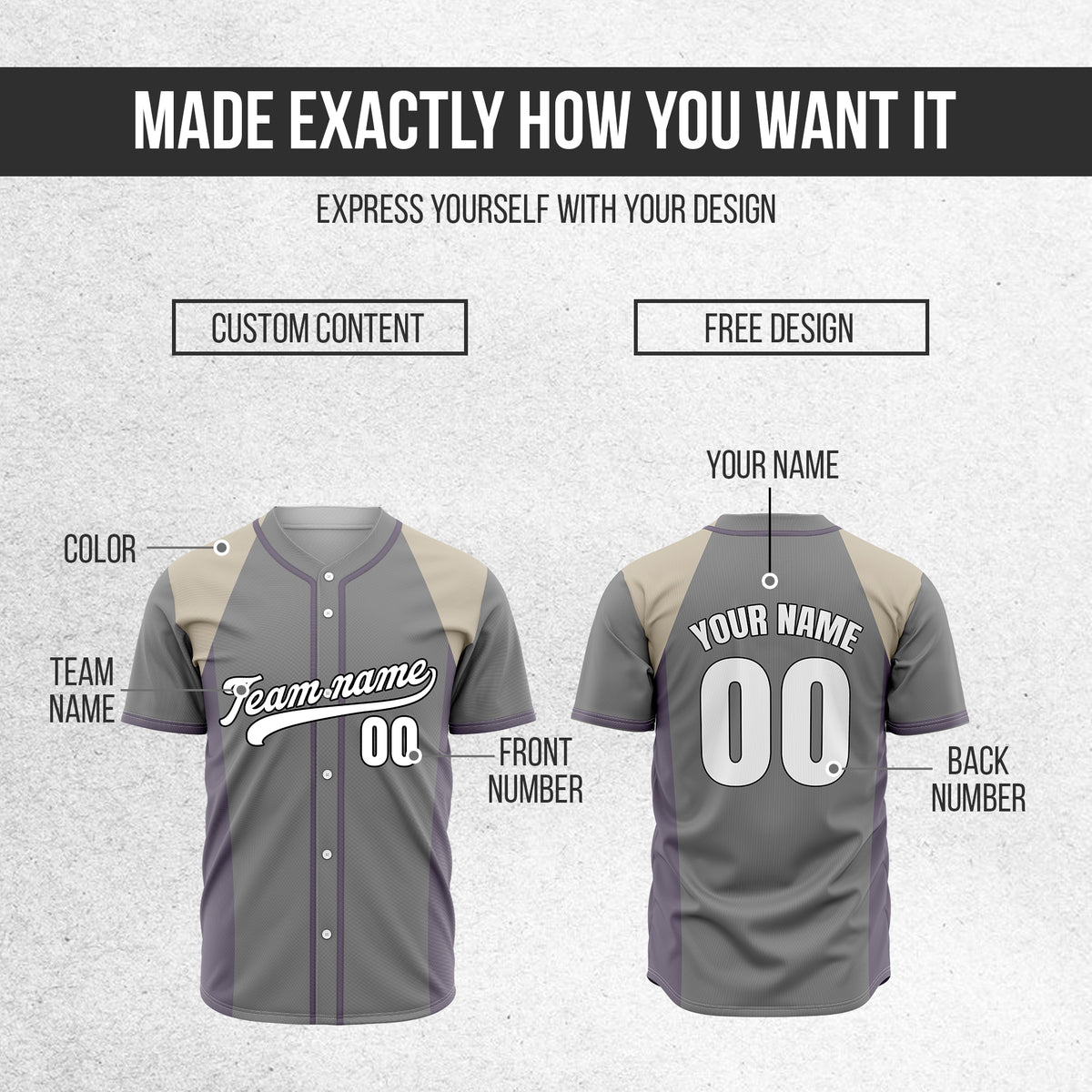 Custom Timeless Stripes Baseball Grey Sports Jersey Personalized Uniform with Name & Number