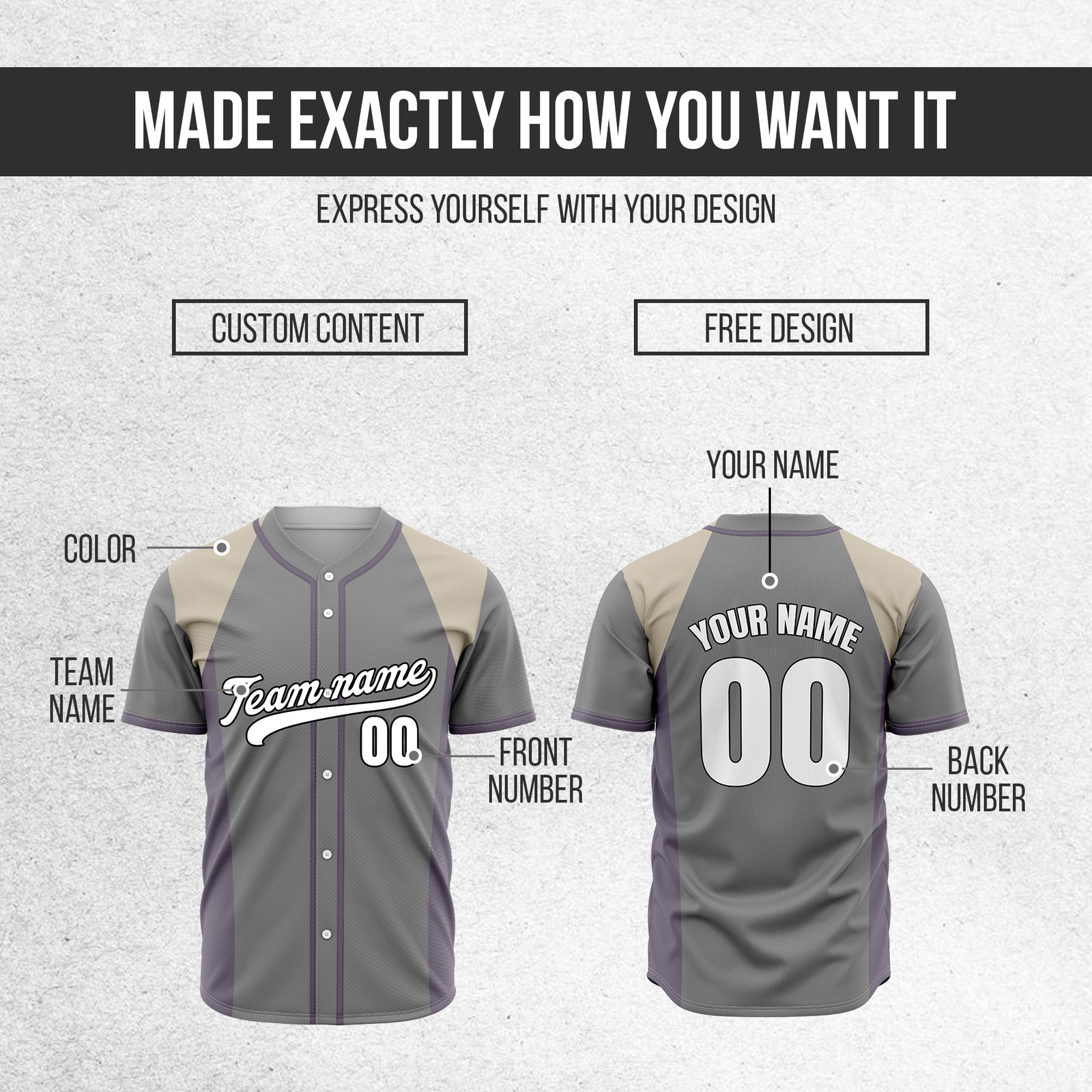 Custom Timeless Stripes Baseball Grey Sports Jersey Personalized Uniform with Name & Number