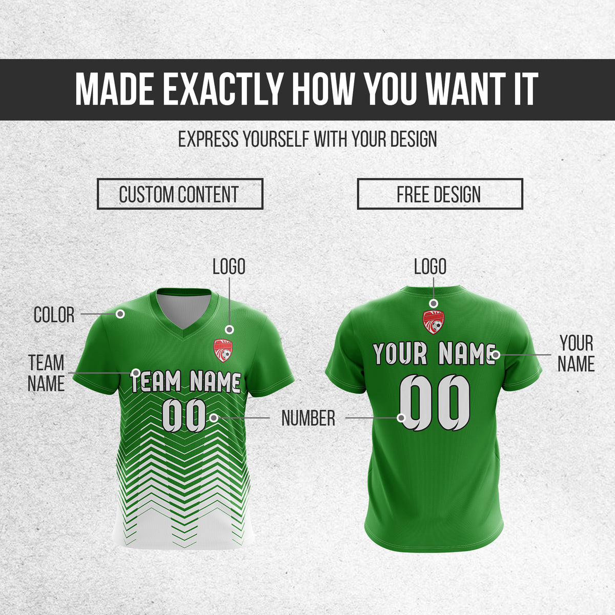 Custom Apex Strike V-Side Pattern Green Soccer sport Tops Jersey