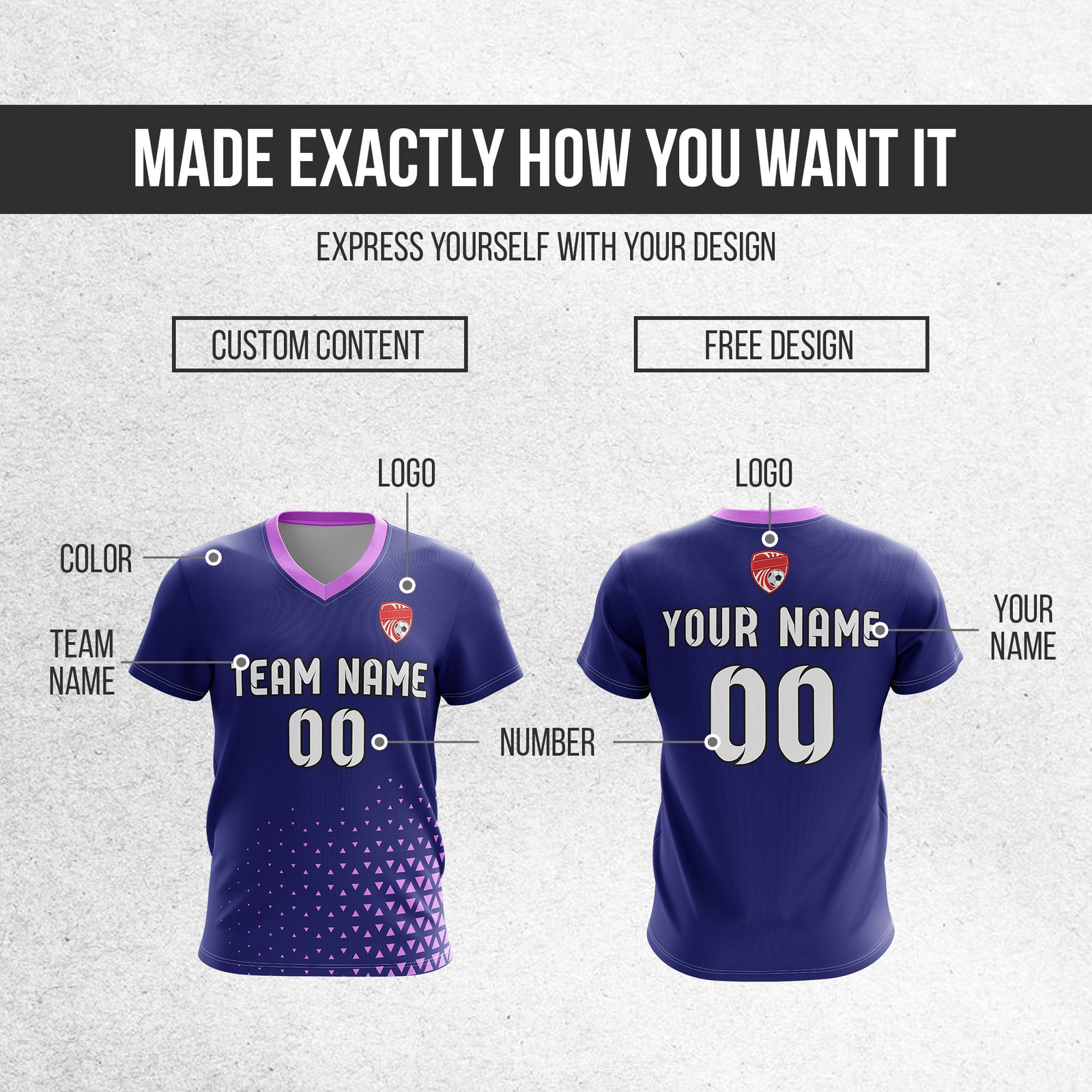 Custom Tri-Edge V-Side Pattern Navy Soccer sport Tops Jersey