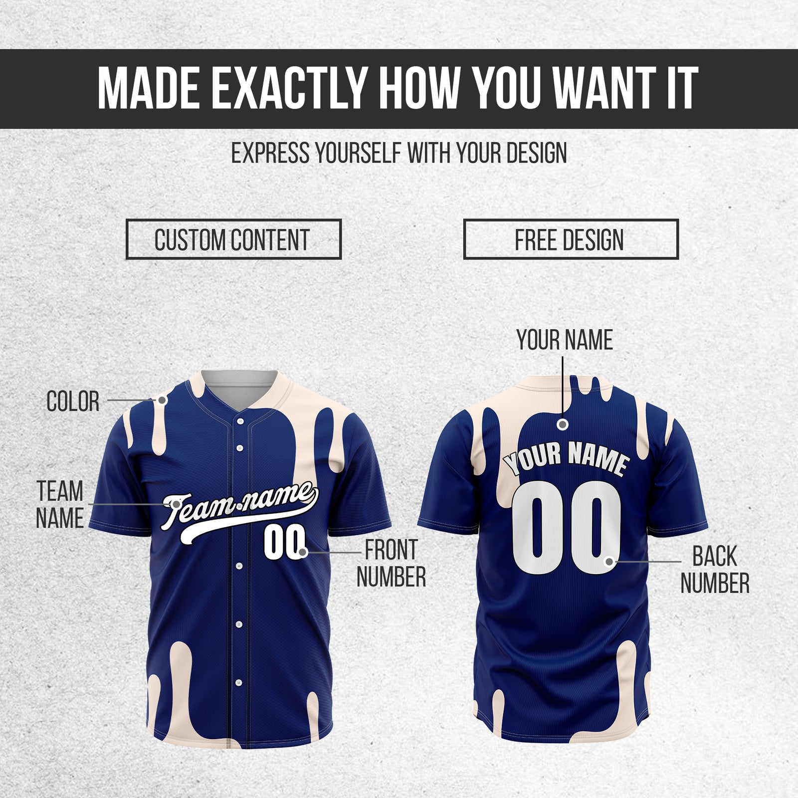 Custom Ink Dripline Navy Sports Jersey Personalized Uniform with Name & Number
