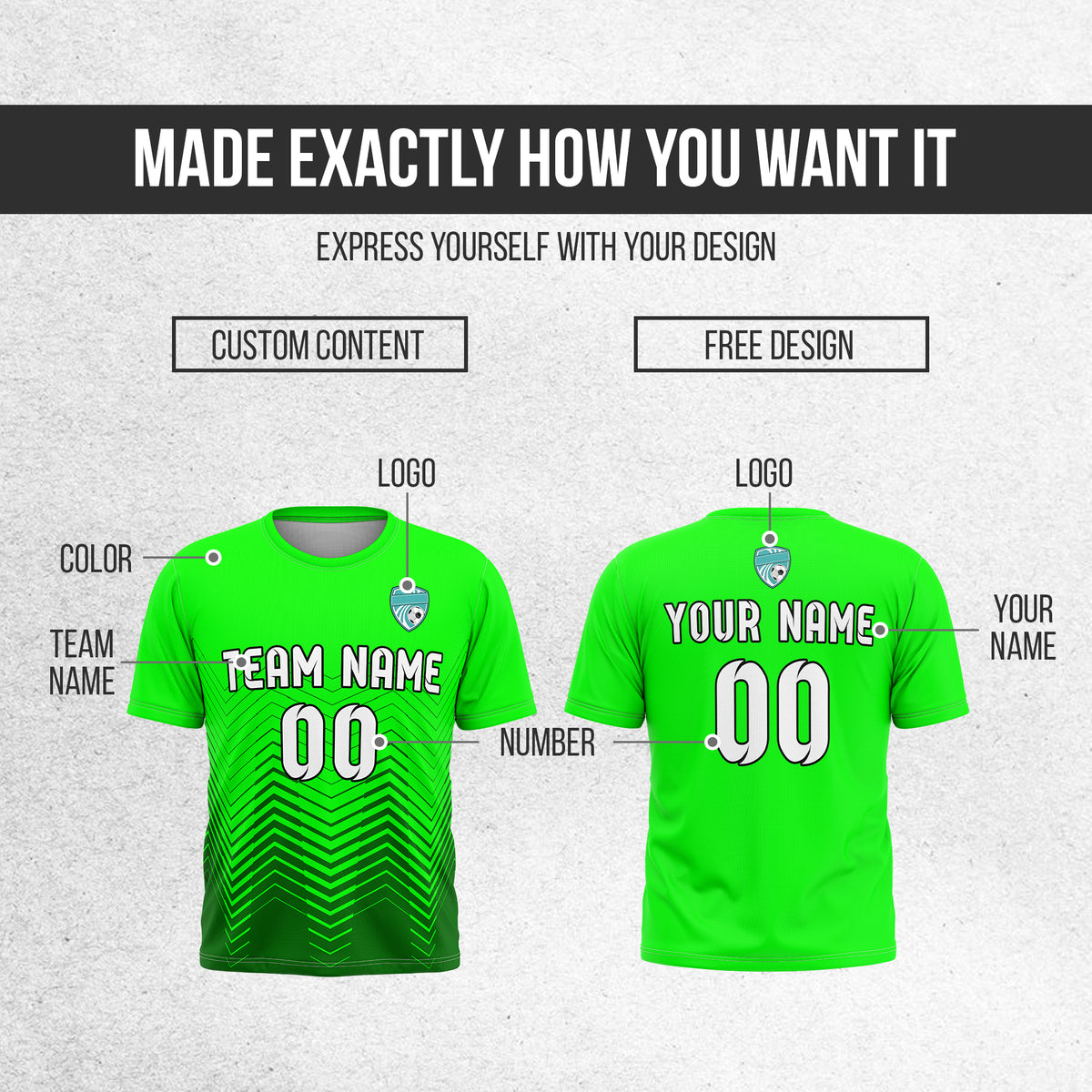 Custom Apex Strike R Side Pattern Neon Green Soccer sport Tops Jersey