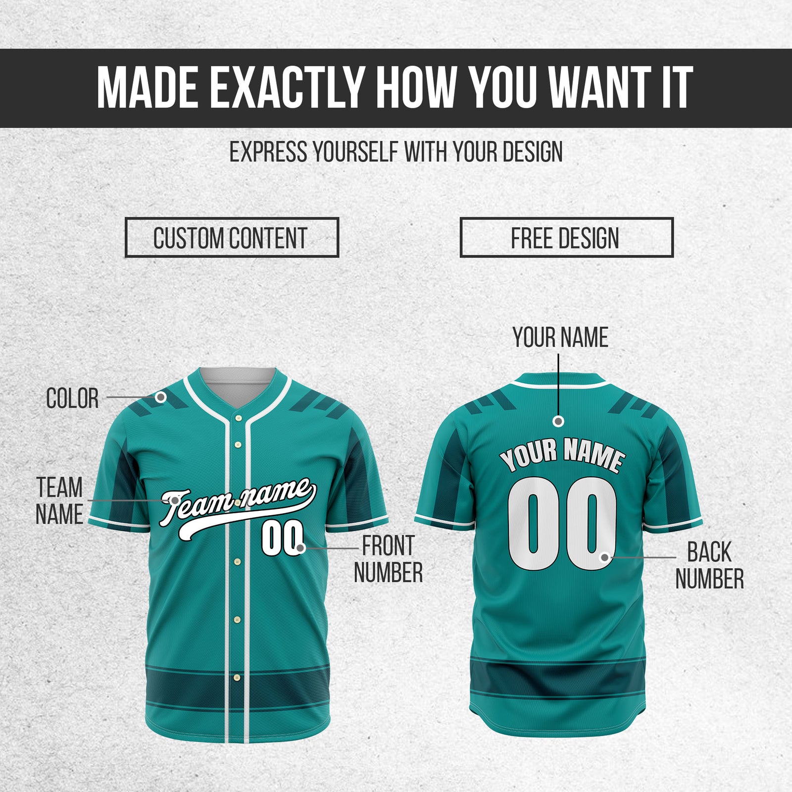 Custom Radiant Strike Teal Raglan Style Baseball Sports Jersey Personalized Uniform with Name & Number