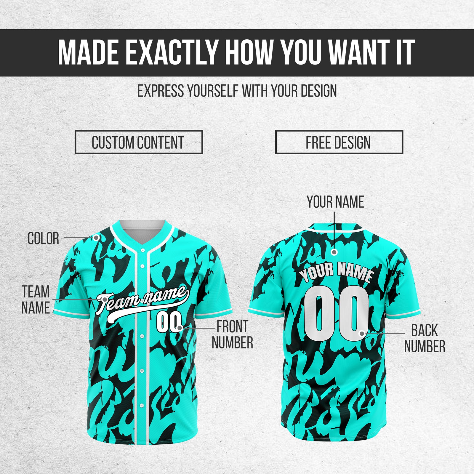 Custom Graffiti Sox Aqua Baseball Sports Jersey Personalized Uniform with Name & Number