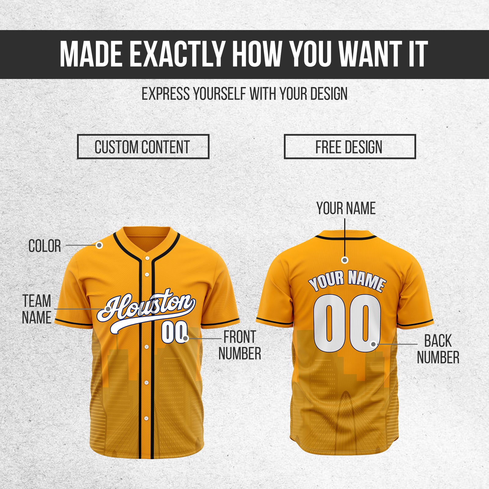 Custom City Pulse Orange Baseball Sports Jersey Personalized Uniform with Name & Number