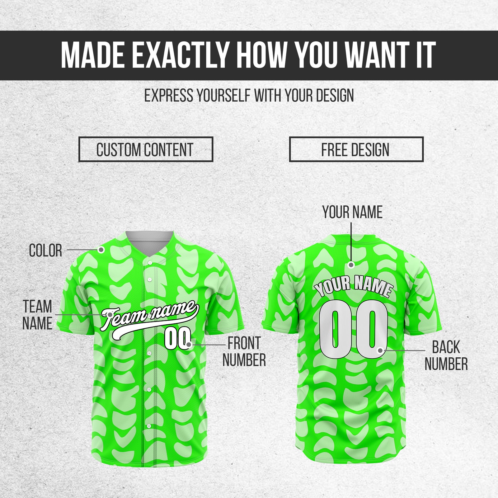 Custom Hawaii Waves Neon Green Baseball Sports Jersey Personalized Uniform with Name & Number