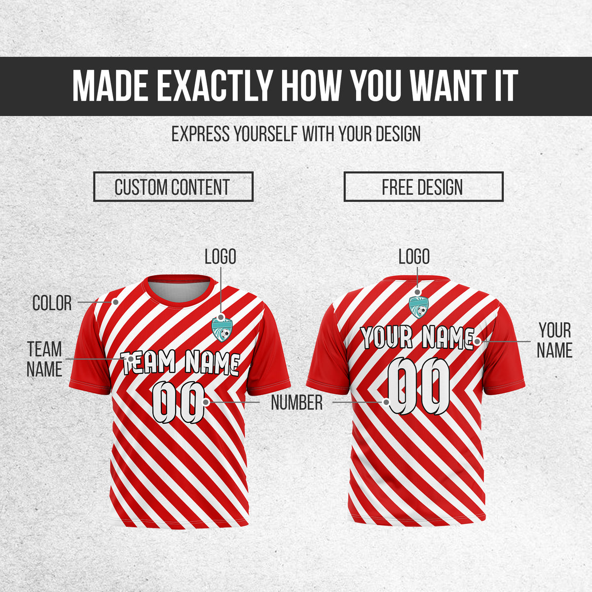 Custom SwiftStripe Red Soccer sport Tops Jersey