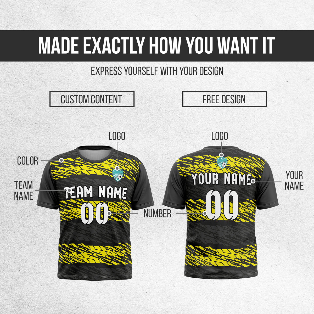 Custom Flare Strike R-Full Pattern Soccer Black Sport Tops Jersey