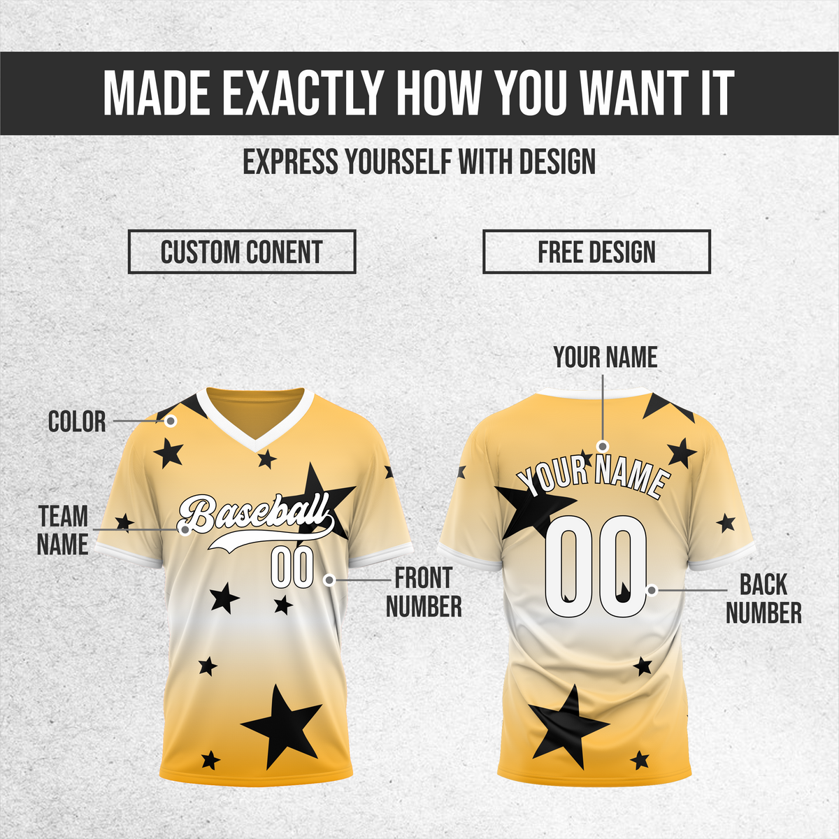 Custom Starfall Gradient Baseball Orange Sports Jersey Personalized Uniform with Name & Number