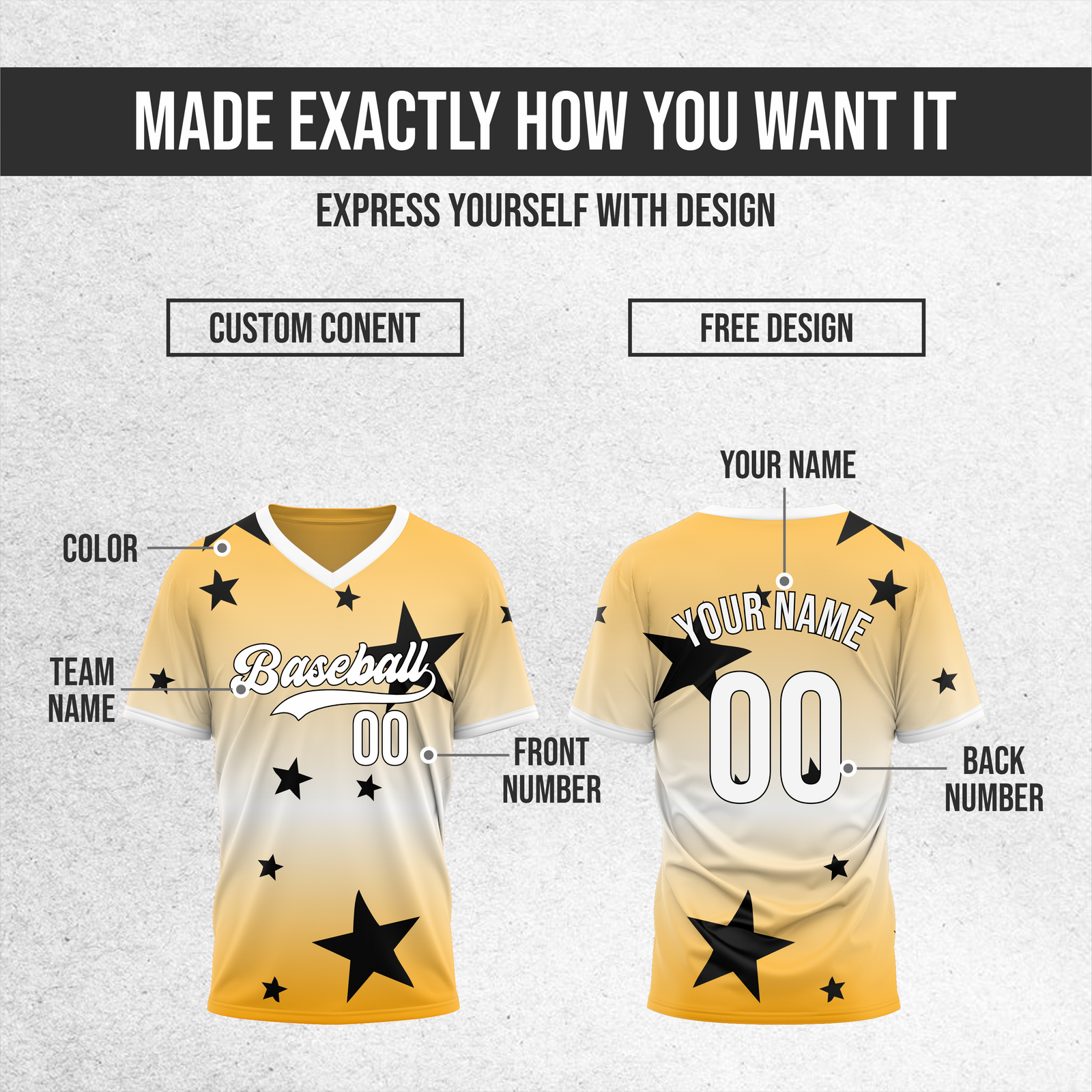 Custom Starfall Gradient Baseball Orange Sports Jersey Personalized Uniform with Name & Number