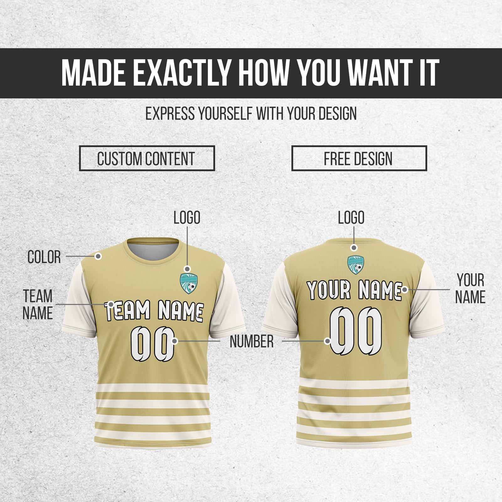 Custom BaseLine Stripe khaki Soccer sport Tops Jersey