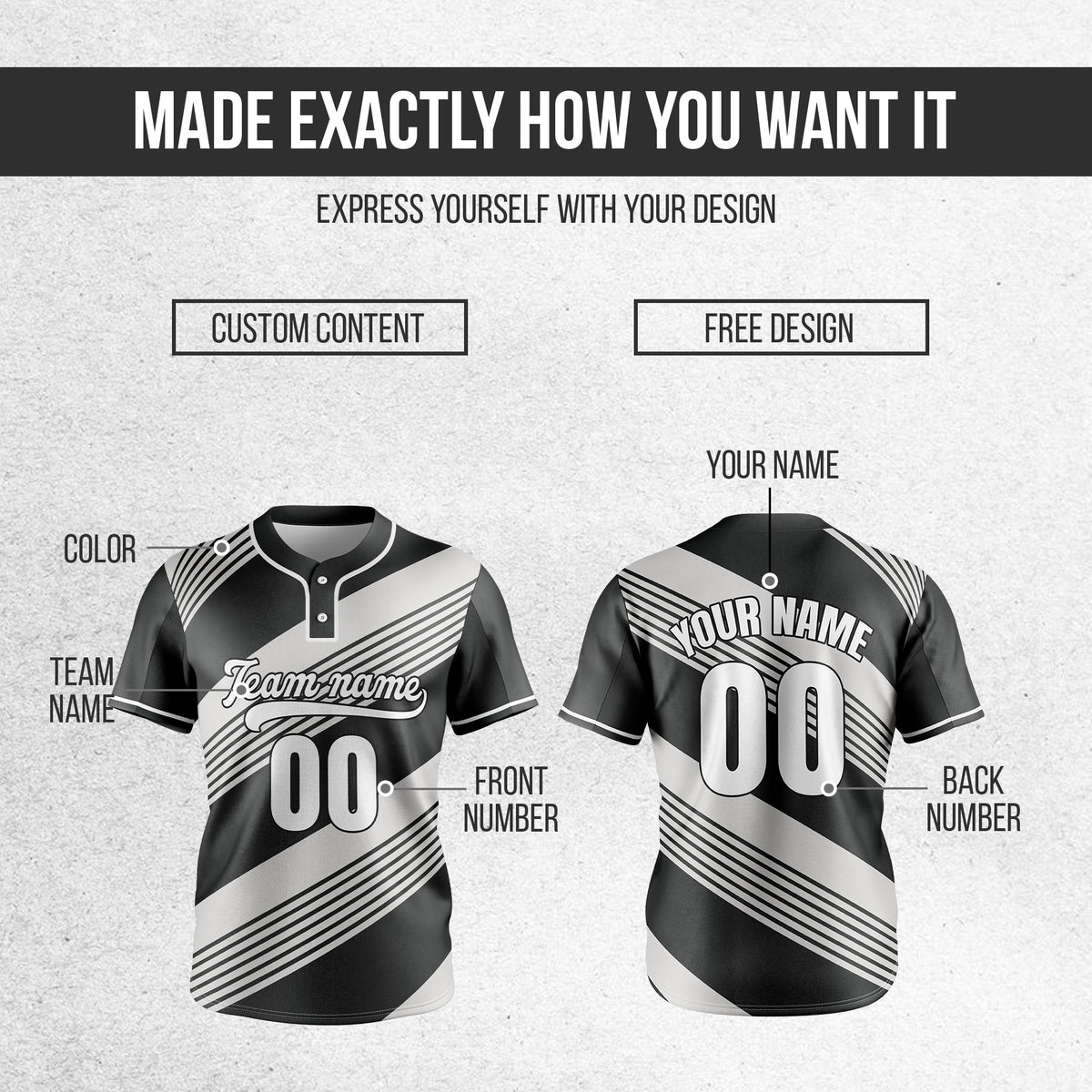 Custom Crossfire Dark Grey Baseball Sports Jersey Personalized Uniform with Name & Number