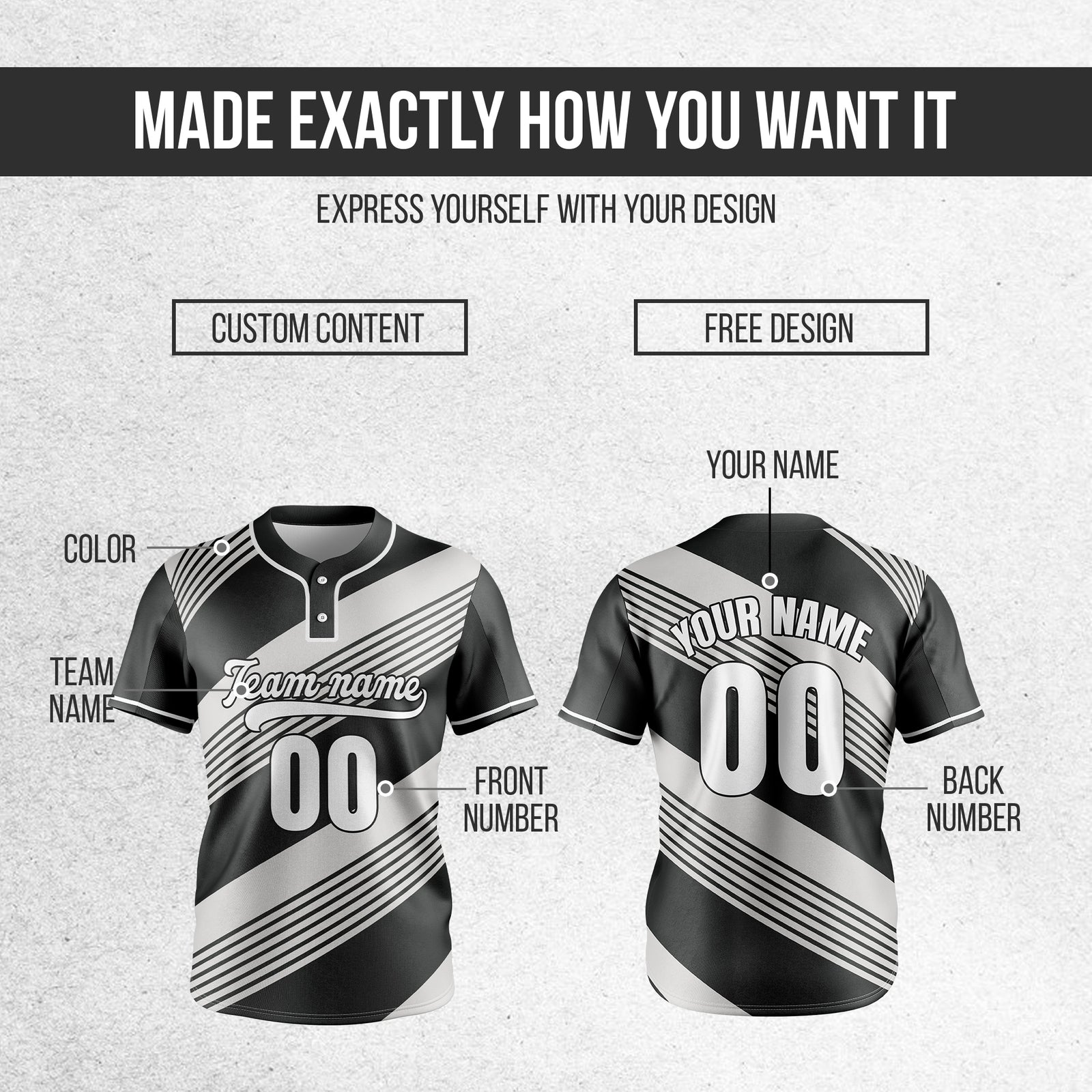 Custom Crossfire Dark Grey Baseball Sports Jersey Personalized Uniform with Name & Number