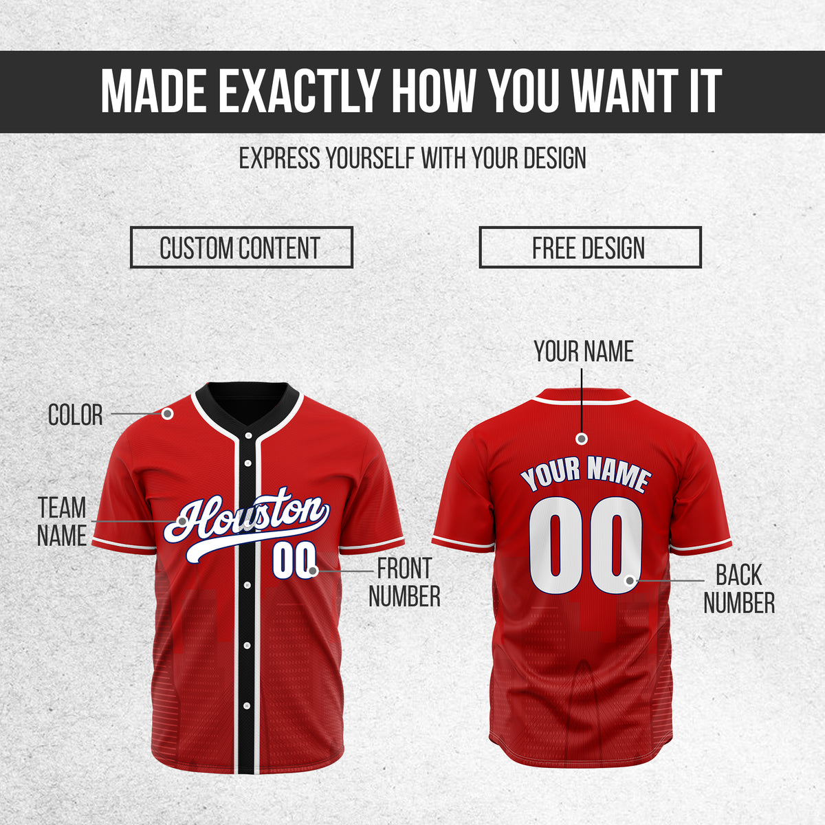 Custom City Pulse Red Baseball Sports Jersey Personalized Uniform with Name & Number