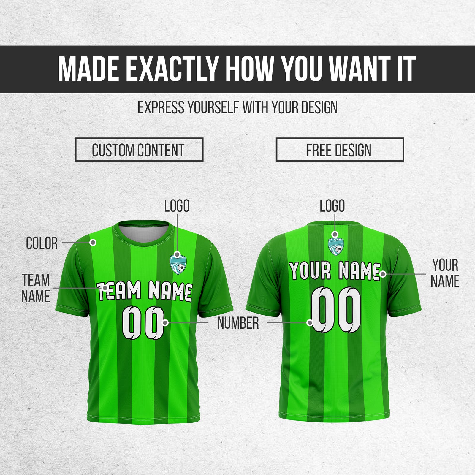 Custom Striker Stripe Green Soccer sport Tops Jersey