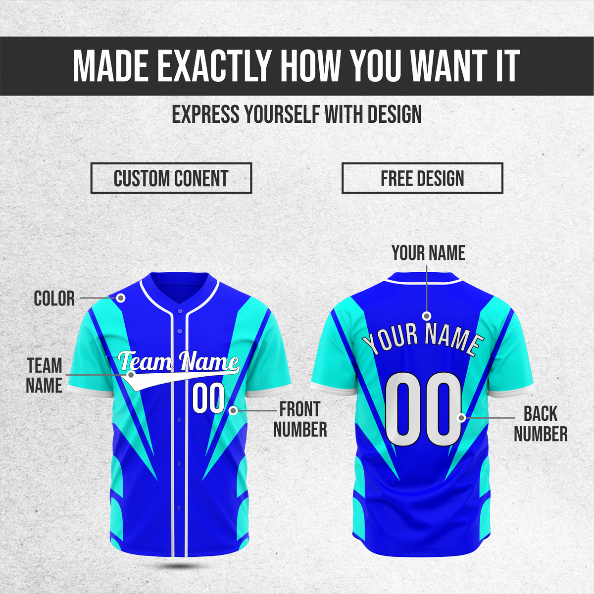 Custom Panel Flow Baseball Blue Sports Jersey Personalized Uniform with Name & Number