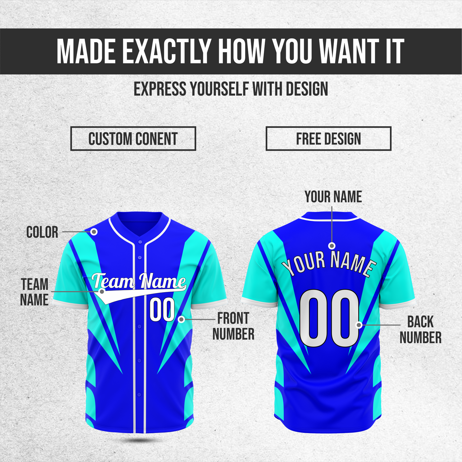 Custom Panel Flow Baseball Blue Sports Jersey Personalized Uniform with Name & Number