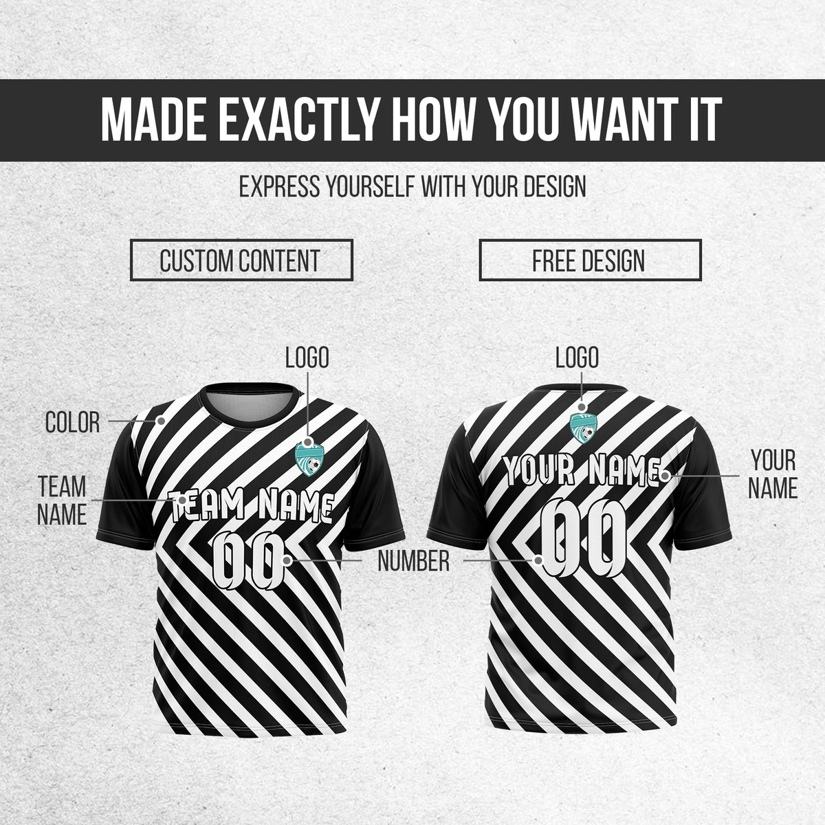 Custom SwiftStripe Black Soccer sport Tops Jersey