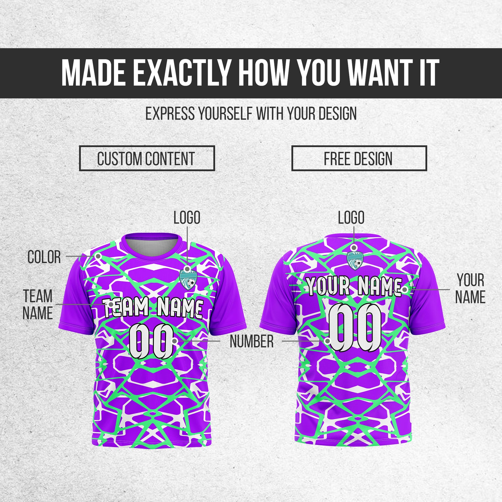 Custom Wild Pulse R-Full Pattern Soccer Purple Sport Tops Jersey