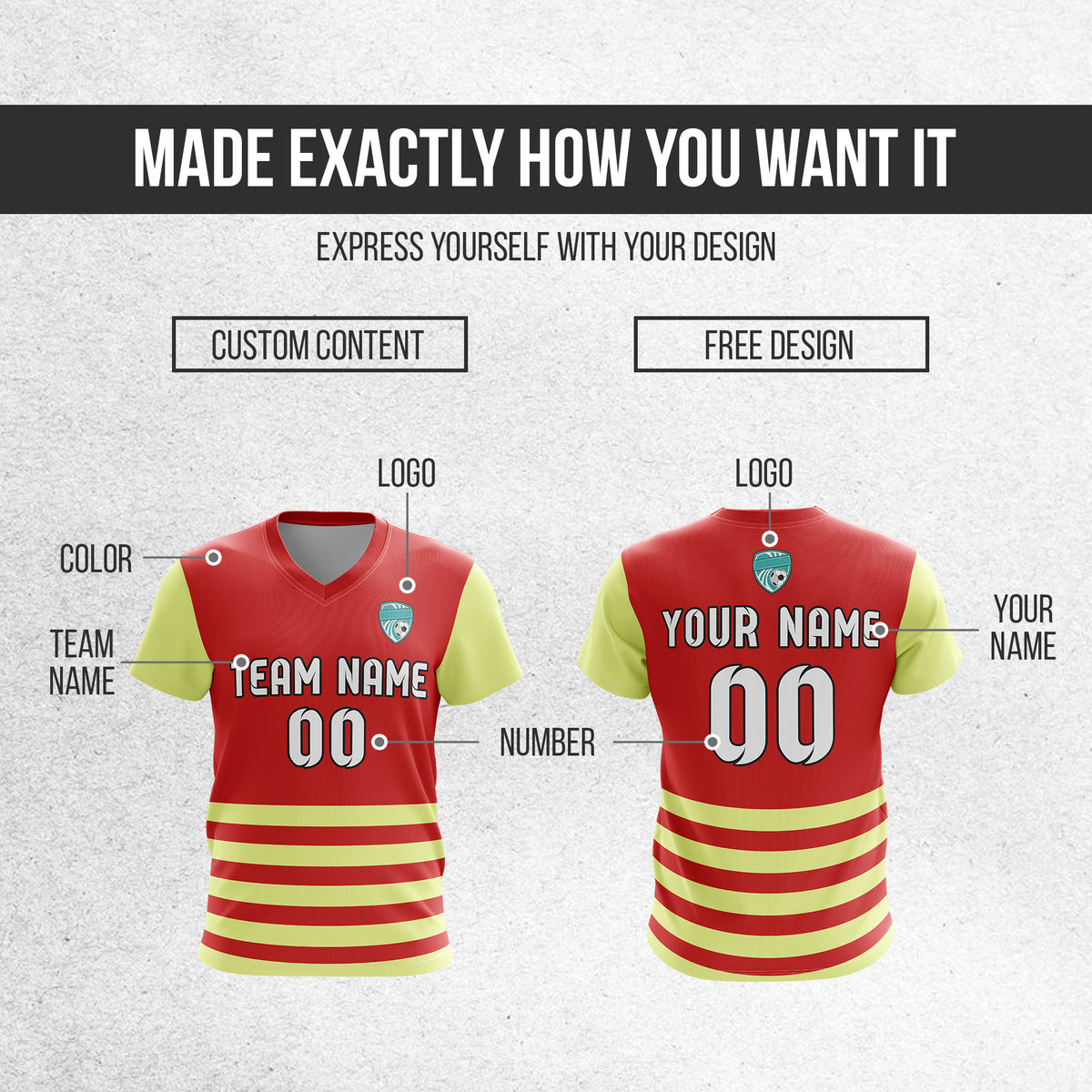 Custom BaseLine V Stripe Pattern Red Soccer sport Tops Jersey