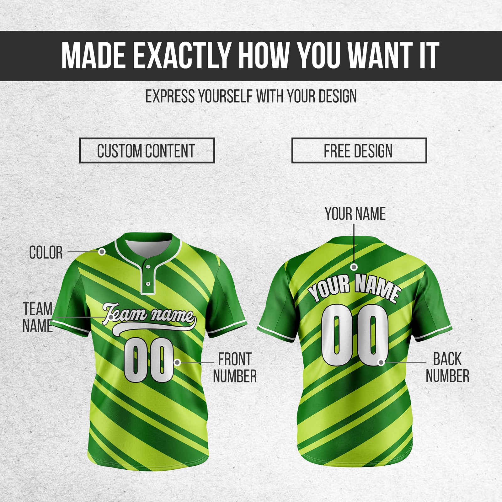 Custom Bold Flow Green Baseball Sports Jersey Personalized Uniform with Name & Number