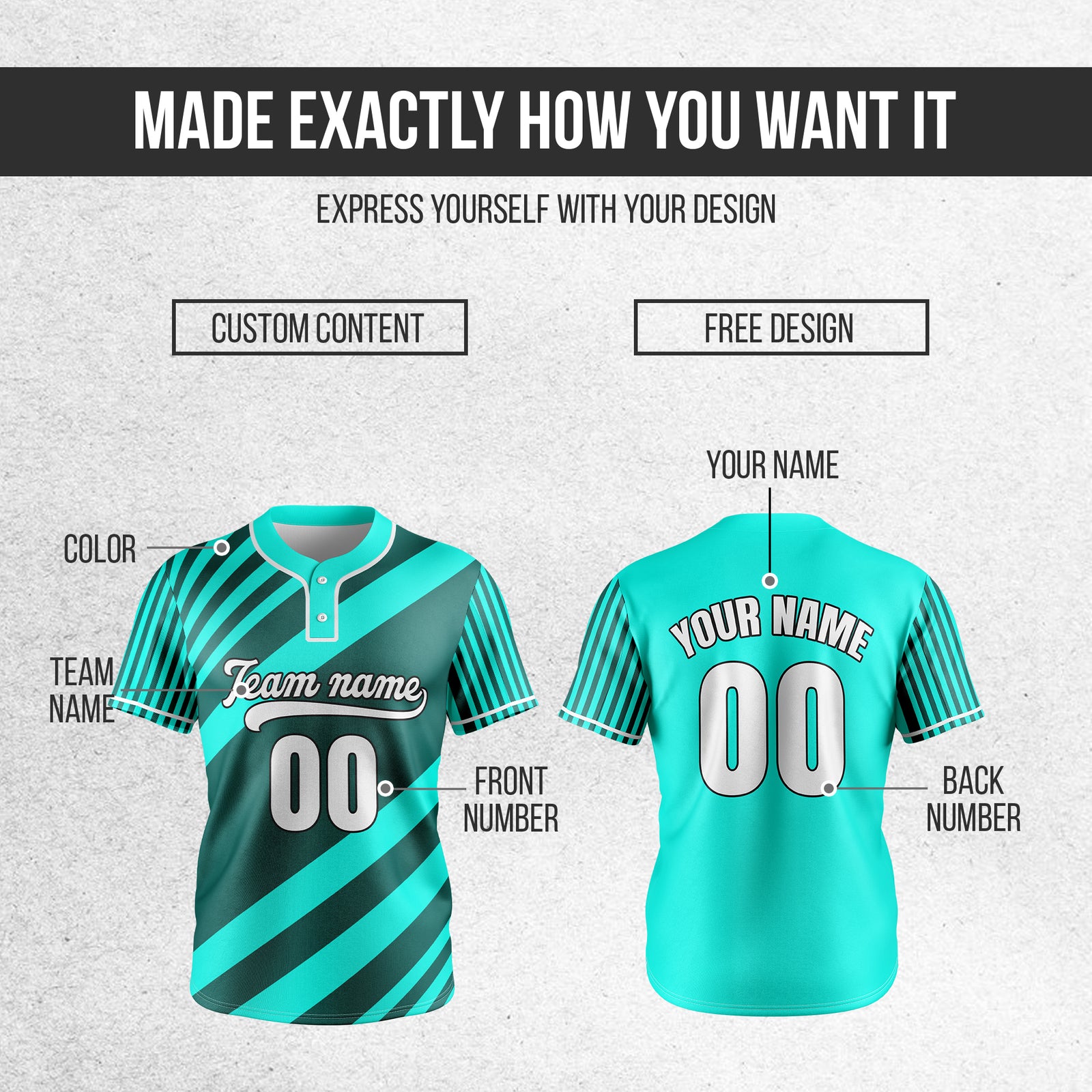 Custom Vibe Split Aqua Baseball Sports Jersey Personalized Uniform with Name & Number