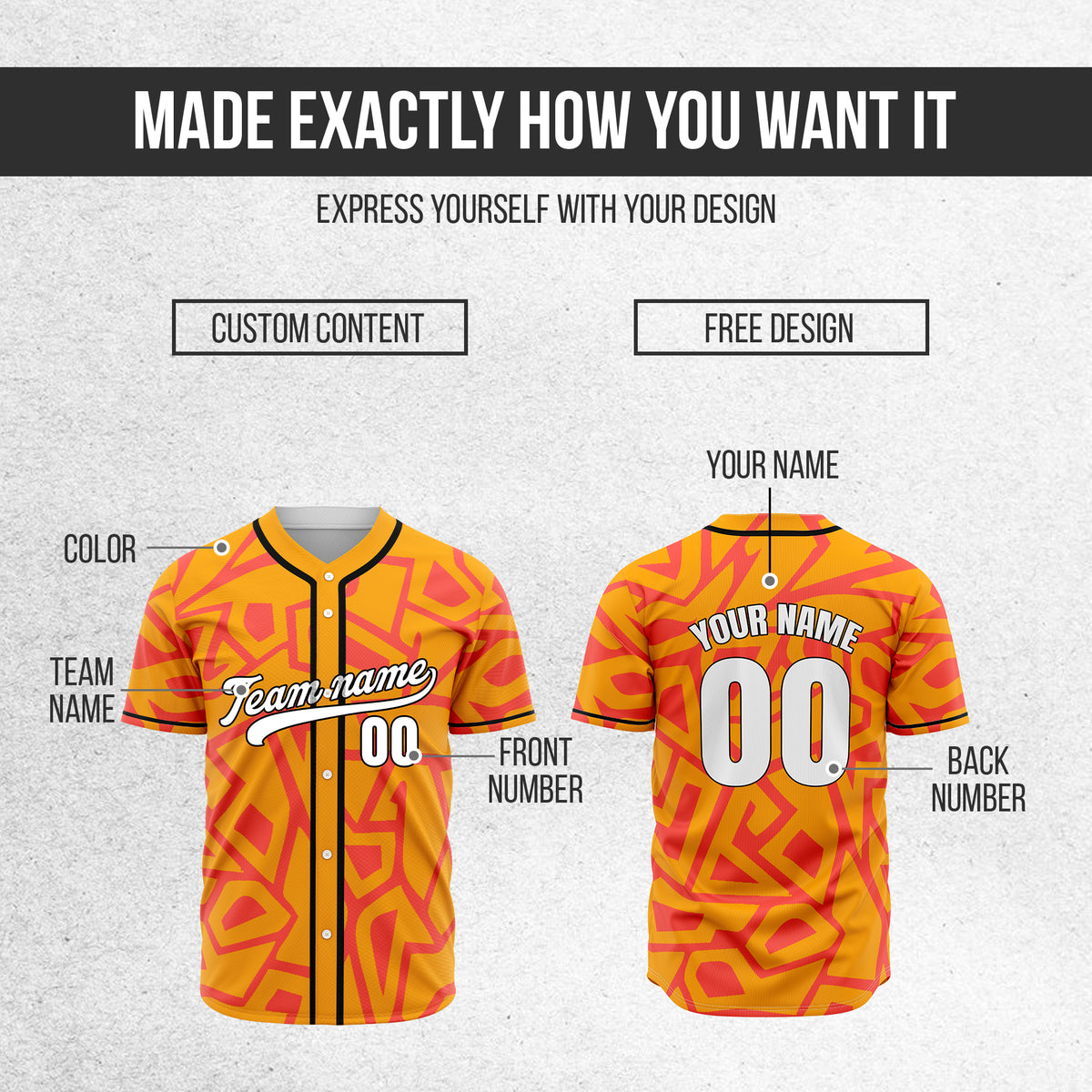Custom Shadow Rebels Orange Baseball Sports Jersey Personalized Uniform with Name & Number