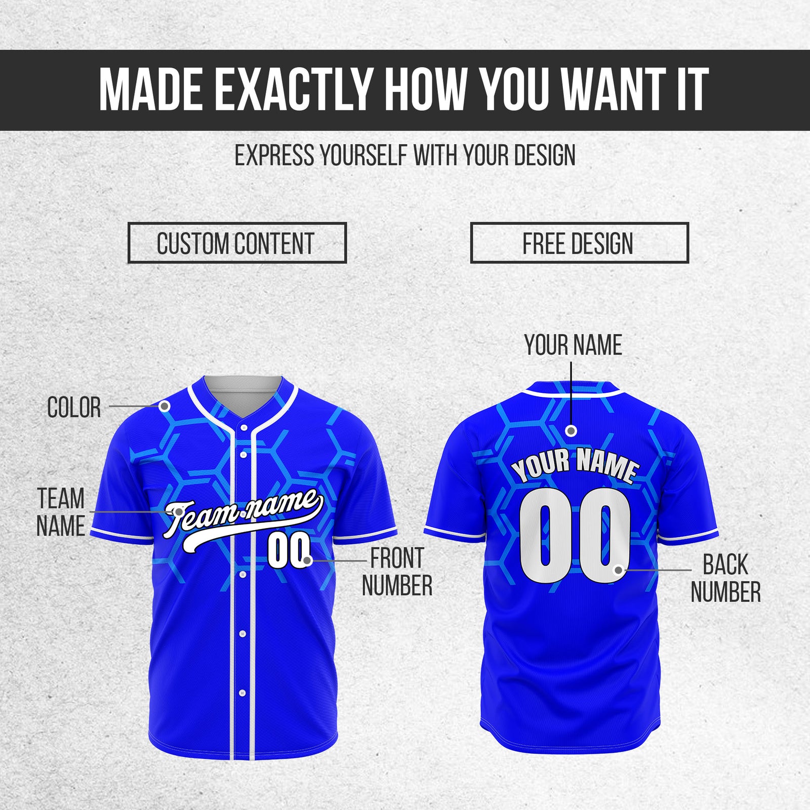 Custom Sting Force Blue Baseball Sports Jersey Personalized Uniform with Name & Number