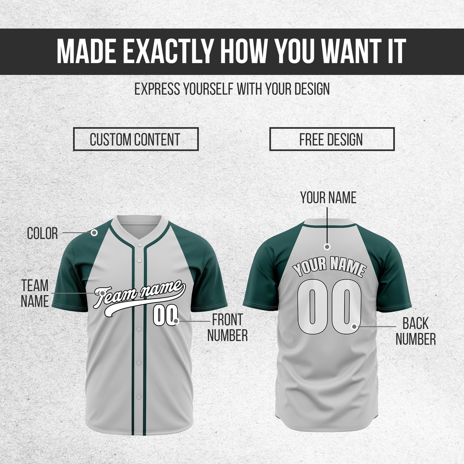 Custom Baseline Baseball Grey Sports Jersey Personalized Uniform with Name & Number