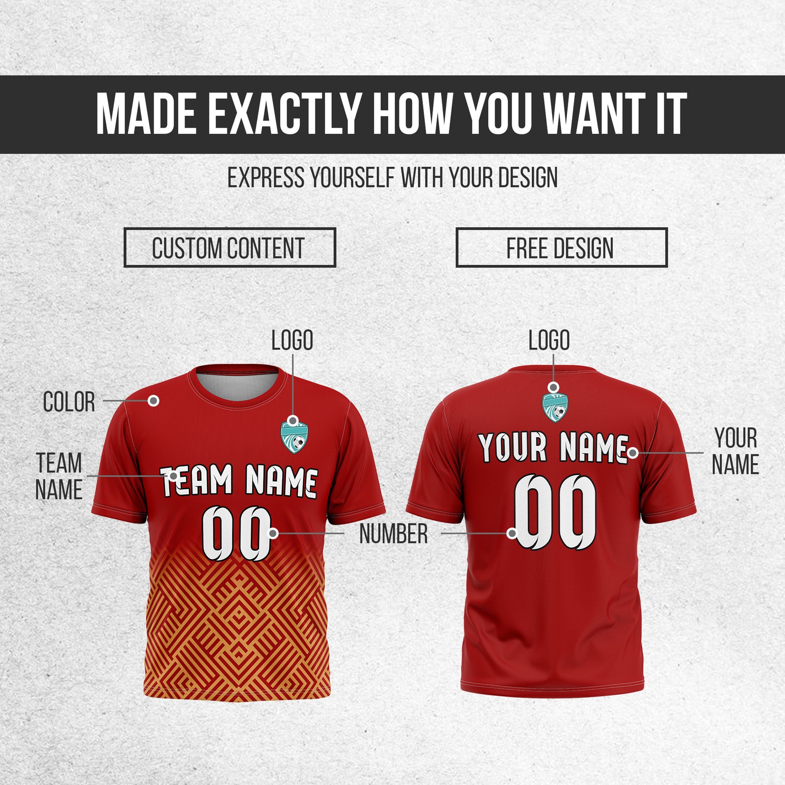 Custom Shadow Line R Side Pattern Soccer Red Sport Tops Jersey