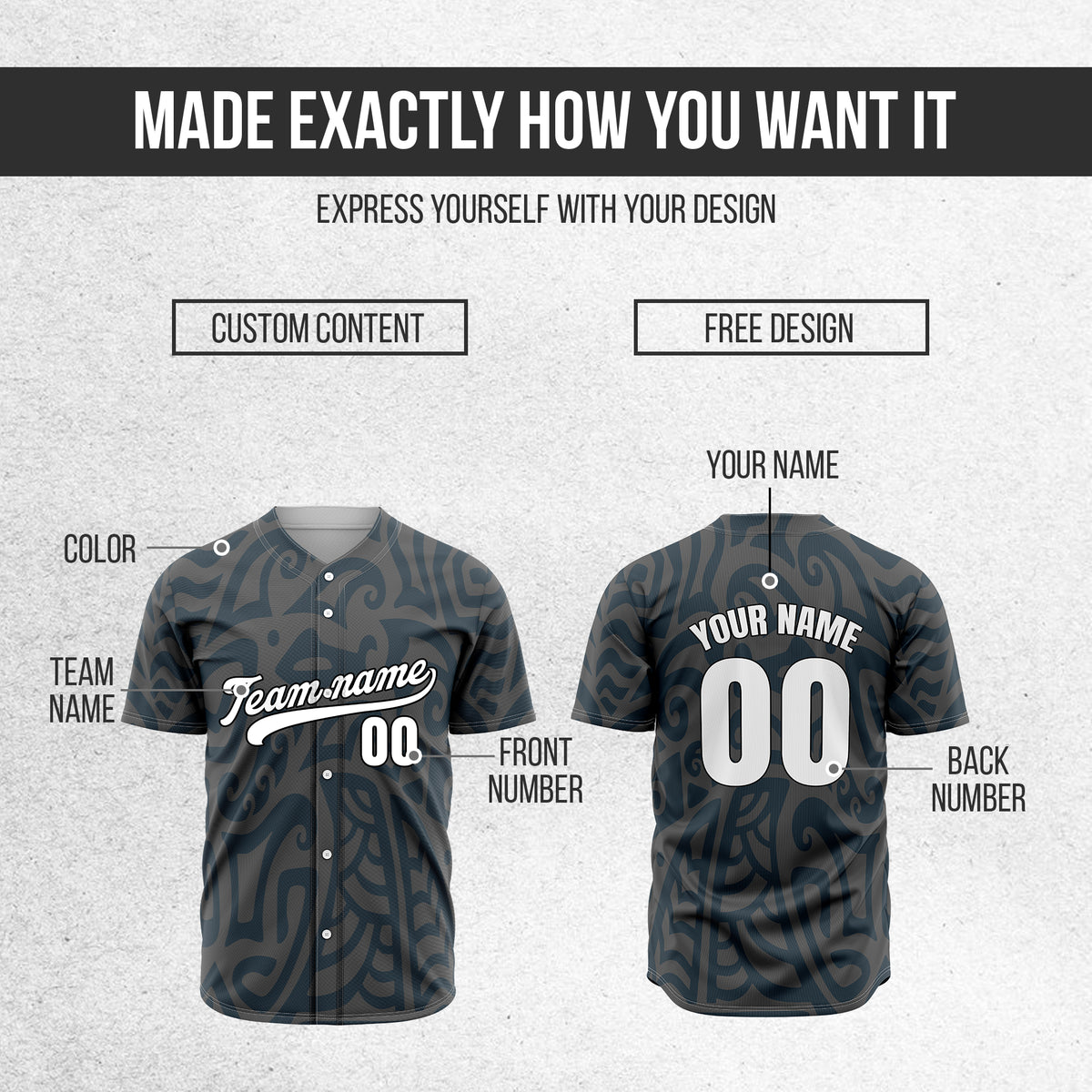 Custom Hawaii Blaze Dark Grey Baseball Sports Jersey Personalized Uniform with Name & Number