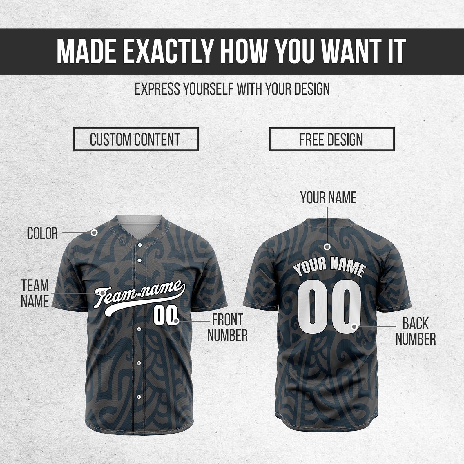 Custom Hawaii Blaze Dark Grey Baseball Sports Jersey Personalized Uniform with Name & Number