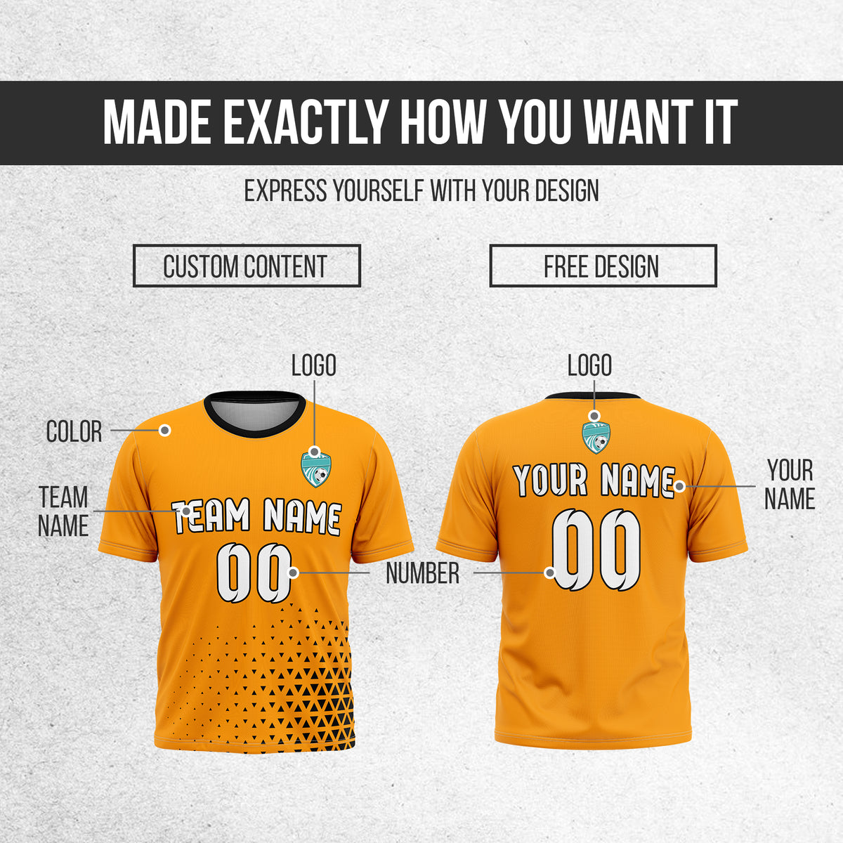 Custom Tri-Edge R Side Pattern Soccer Orange Sport Tops Jersey