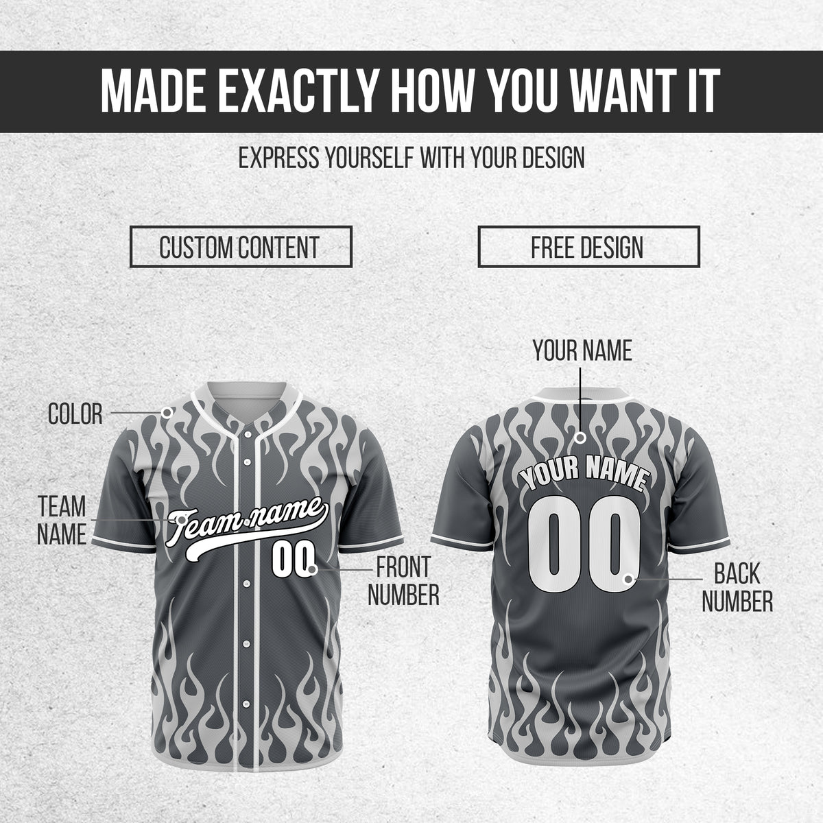 Custom Frostburn Dark Grey Baseball Sports Jersey Personalized Uniform with Name & Number
