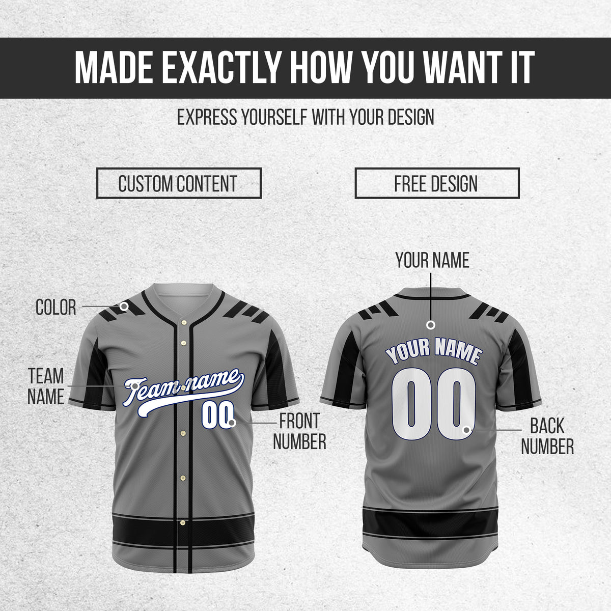 Custom Radiant Strike Grey Raglan Style Baseball Sports Jersey Personalized Uniform with Name & Number