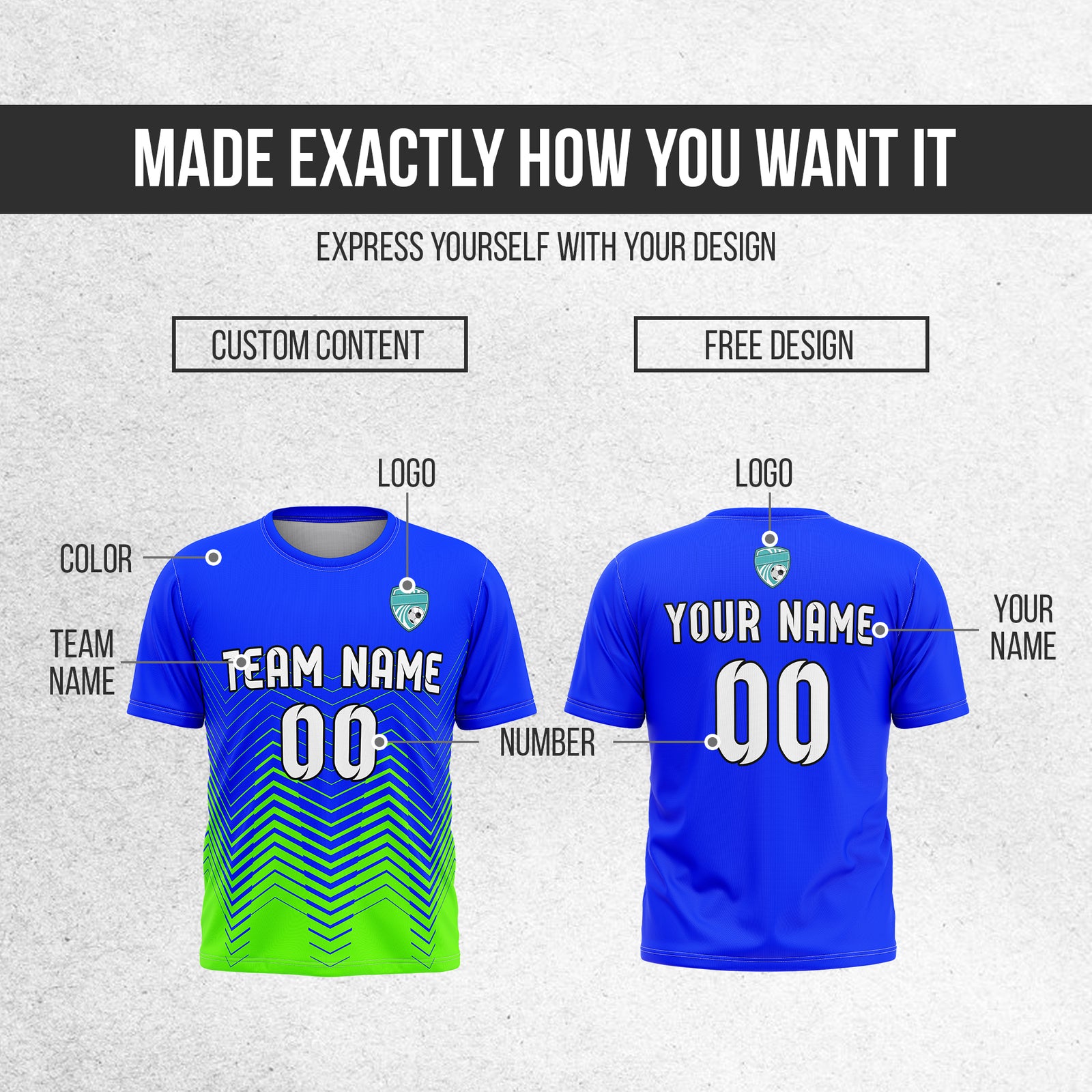 Custom Apex Strike R Side Pattern Blue Soccer sport Tops Jersey