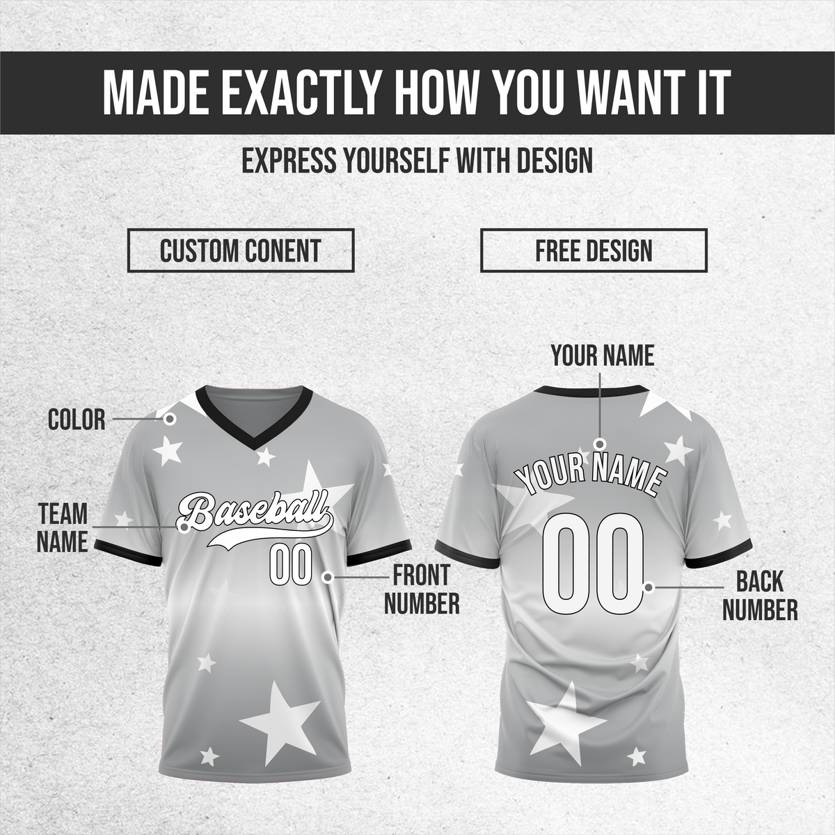 Custom Starfall Gradient Baseball Dark Grey Sports Jersey Personalized Uniform with Name & Number