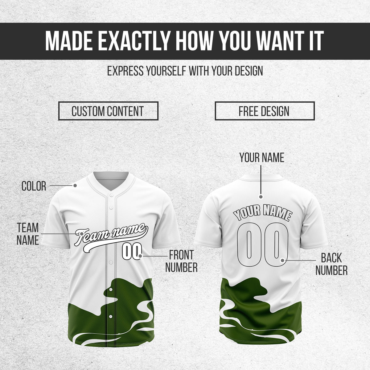 Custom Wave White Baseball Sports Jersey Personalized Uniform with Name & Number