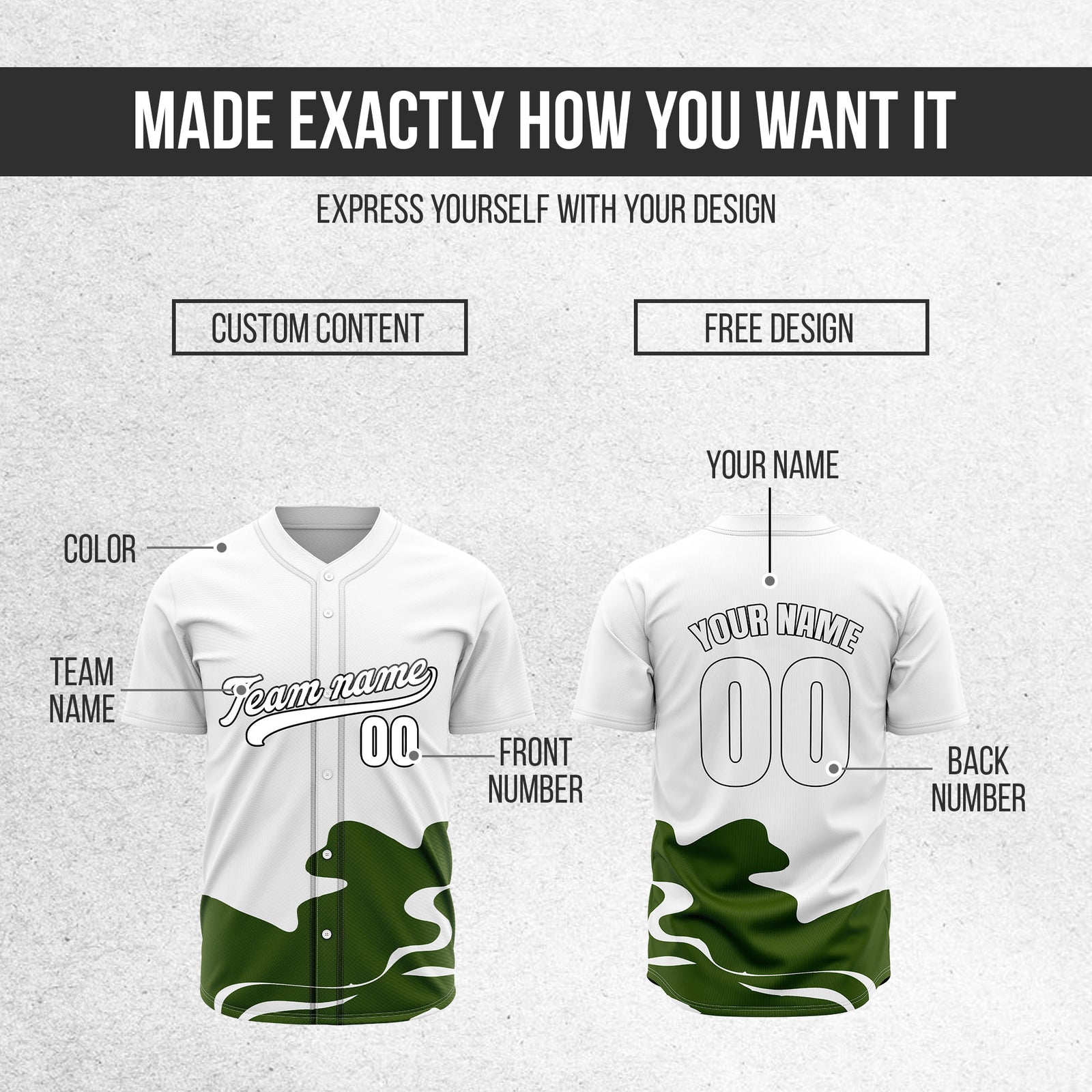 Custom Wave White Baseball Sports Jersey Personalized Uniform with Name & Number