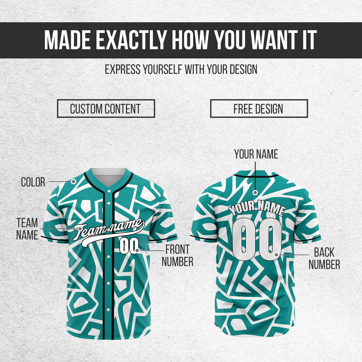 Custom Shadow Rebels Teal Baseball Sports Jersey Personalized Uniform with Name & Number