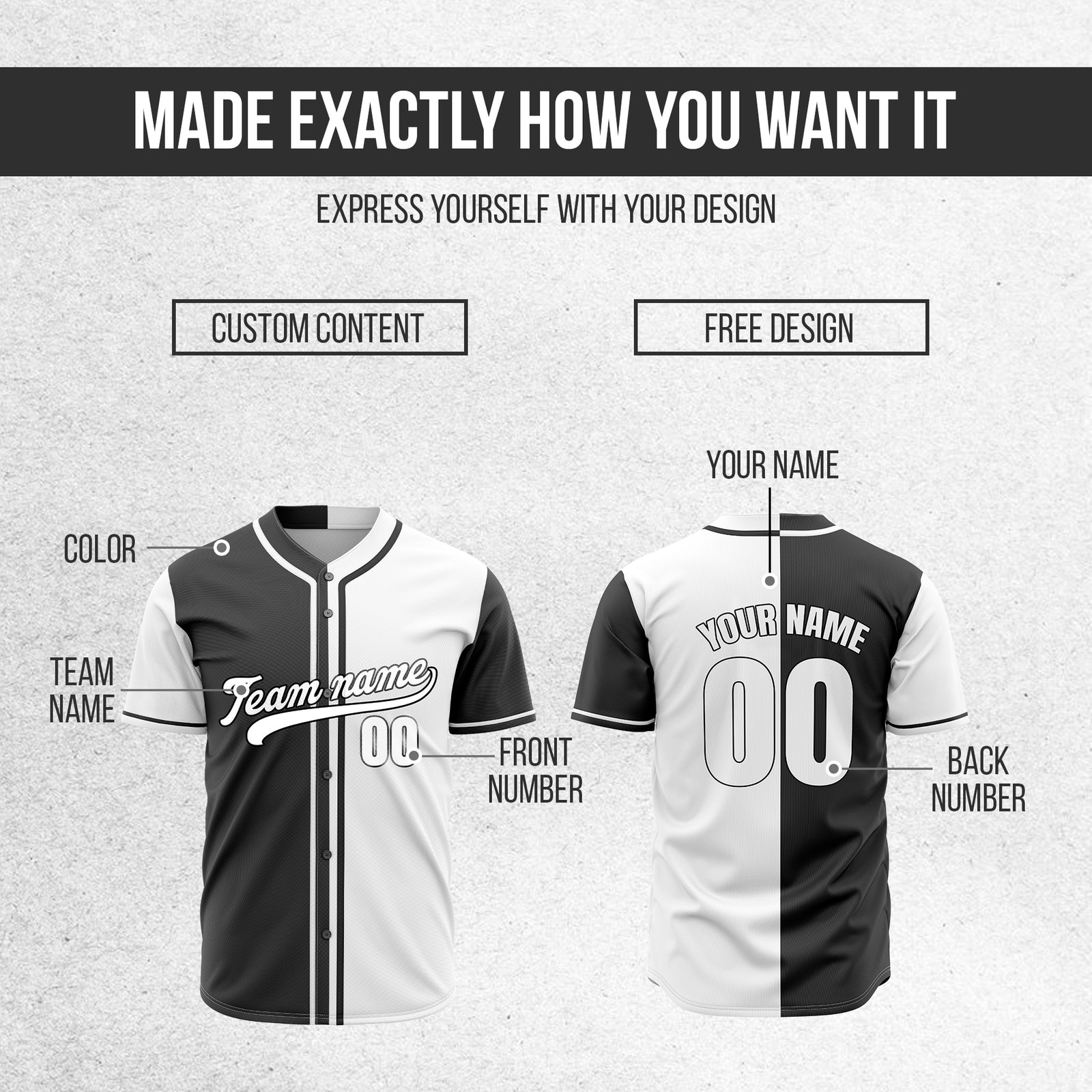 Custom Split Baseball White Sports Jersey Personalized Uniform with Name & Number